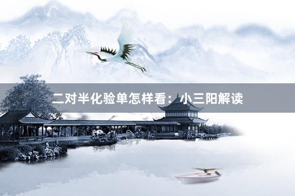 二对半化验单怎样看：小三阳解读